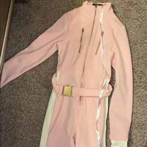Pink ski suit